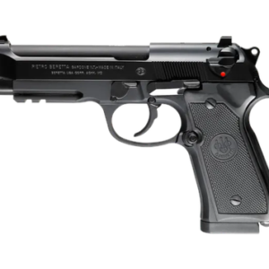 Pistola Beretta 92FS de aire comprimido calibre 4.5 mm con acabado negro y diseño realista para tiro deportivo.