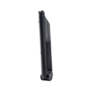 Cargador CO2 metálico de repuesto para pistola de aire comprimido calibre 4.5 mm con acabado negro.