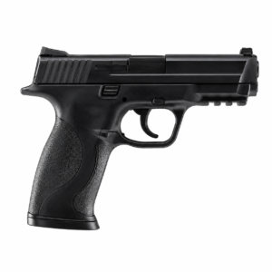 Pistola de aire comprimido 9XP CO2 calibre 4.5 mm color negro con diseño táctico y empuñadura ergonómica.