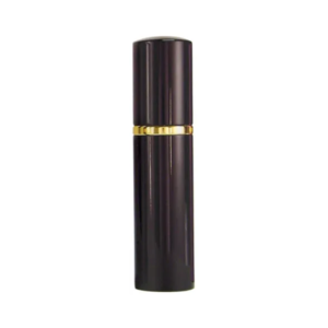 Atomizador portátil recargable de aluminio en varios colores con diseño compacto para perfume o spray de defensa personal.