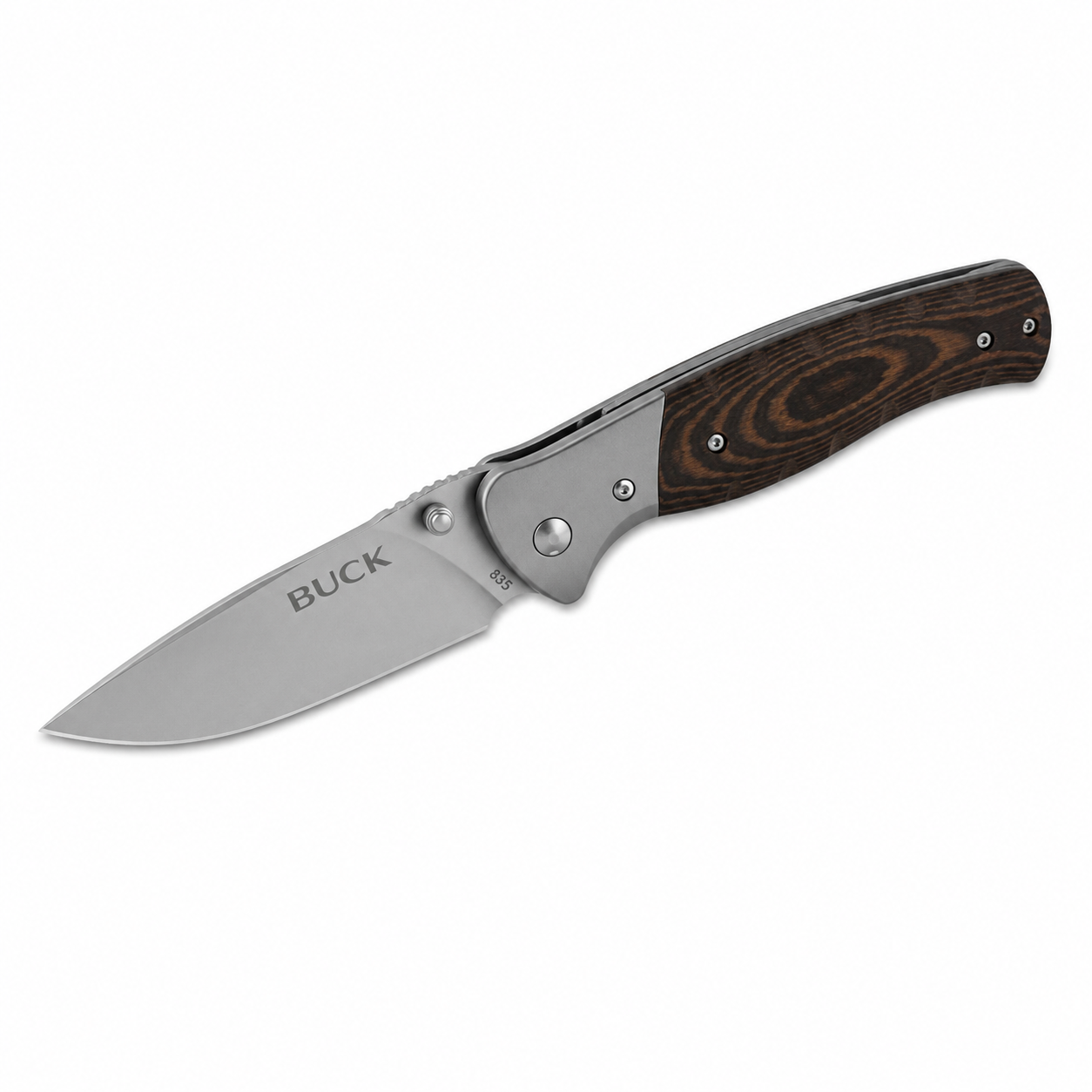 NAVAJA SOBREVIVENCIA BUCK 835 SELKIRK Navaja plegable Buck 835 con hoja de acero inoxidable y mango de madera, ideal para camping, senderismo y uso diario EDC.