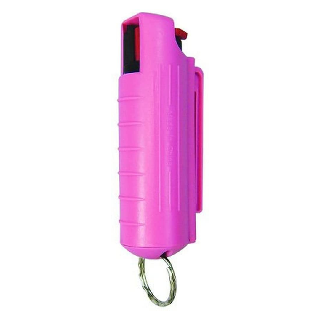 Buena idea de defensa personal! Llavero de gas pimienta con cubierta  rosada.
