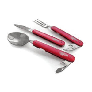 Cubiertos plegables, 3 piezas, 9 cm cerrado, mango aluminio negro