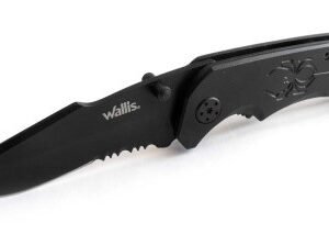 NAVAJA C/MANGO METAL NEGRO CON CLIP,HOJA LISA-SIERRA DE 8 CM