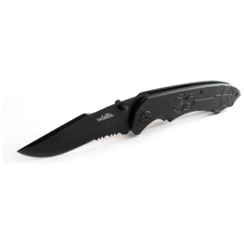 NAVAJA C/MANGO METAL NEGRO CON CLIP,HOJA LISA-SIERRA DE 8 CM