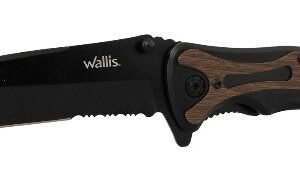 NAVAJA C/MANGO DE METAL NEGRO C/TIPO MADERA C/CLIPHOJA LISA