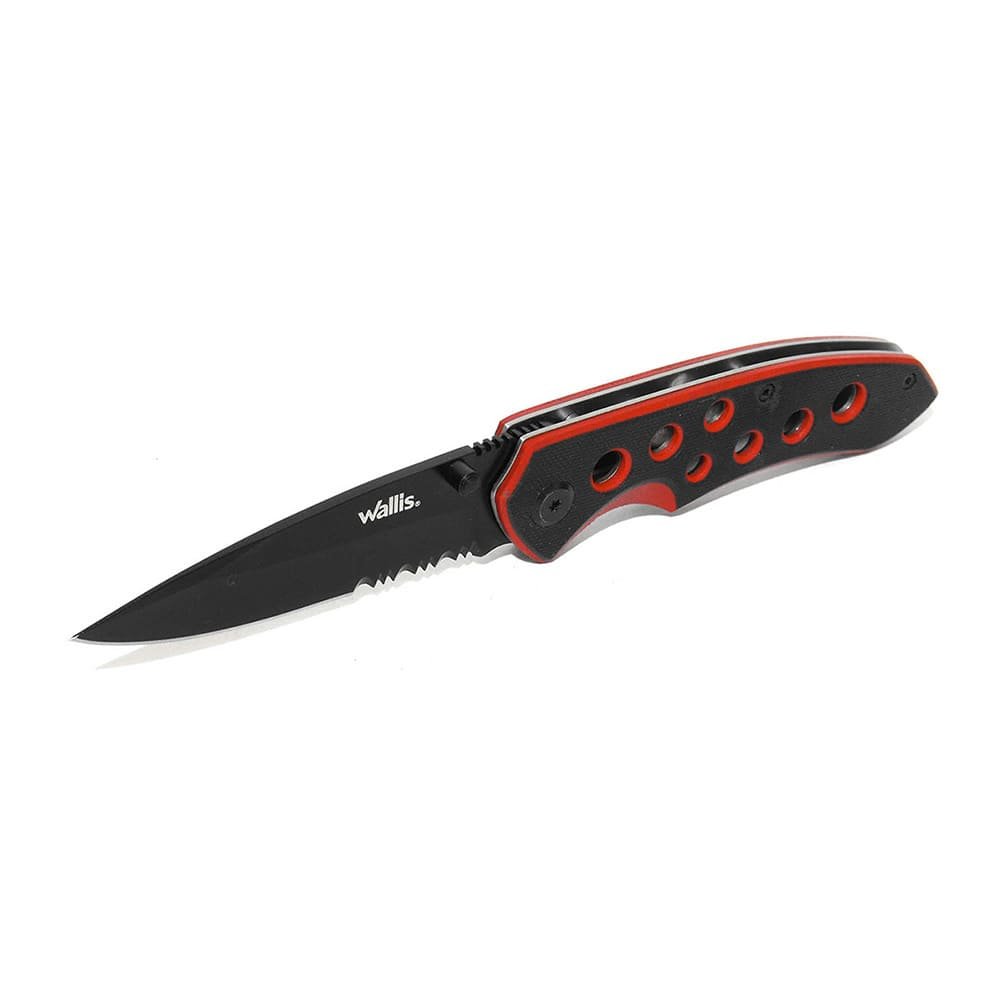 Navaja De Bloqueo, Mango Pvc Negro Y Rojo