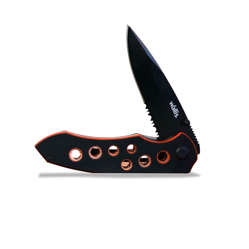 Navaja De Bloqueo, Mango Pvc Negro Y Rojo - Imagen 2