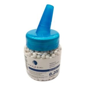 Munición airsoft Nakashi 0.20 g 6 mm, bote de 1,000 piezas, SKU BULL20-1000