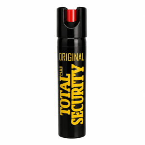 Gas pimienta Total Security Original en aerosol con seguro de activación para defensa personal y protección personal.