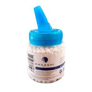 Munición airsoft Nakashi 0.12 g 6 mm, bote de 1,000 piezas, SKU BULL12-1000