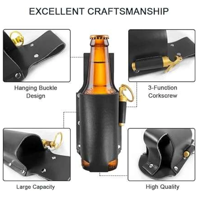 Funda Para Botella Cuero Negro - Imagen 4