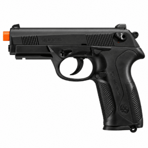 Pistola de Airsoft Beretta PX4 STORM negra con diseño táctico y riel para accesorios.