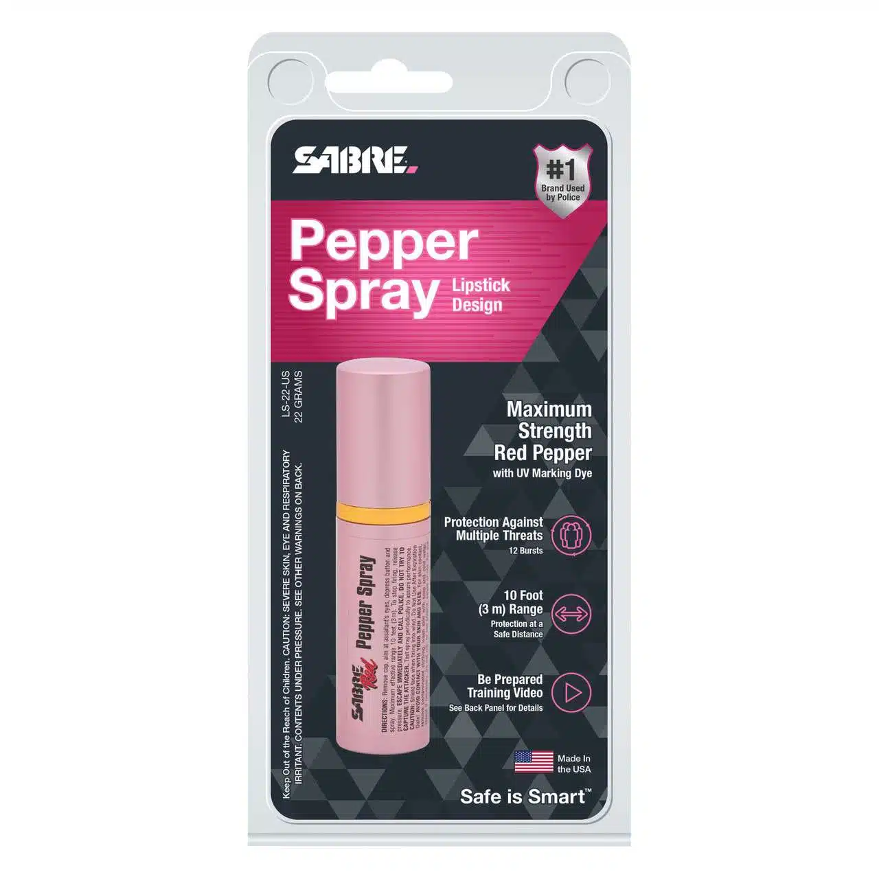 Gas Pimienta SABRE Lápiz Labial 22gr. Rosa