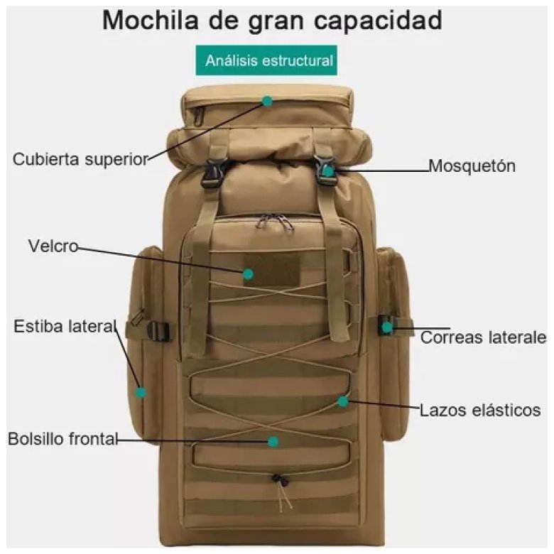 Mochila 80 Litros Kaki - Imagen 3