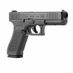 Pistola traumática Glock 17 Gen5 calibre .43 color negro con diseño táctico y empuñadura ergonómica.