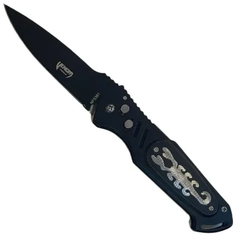 Navaja Venom 22cm Negra Metalica 2 Diseños