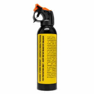 Gas pimienta profesional de alta capacidad con gatillo ergonómico y sistema de seguridad.