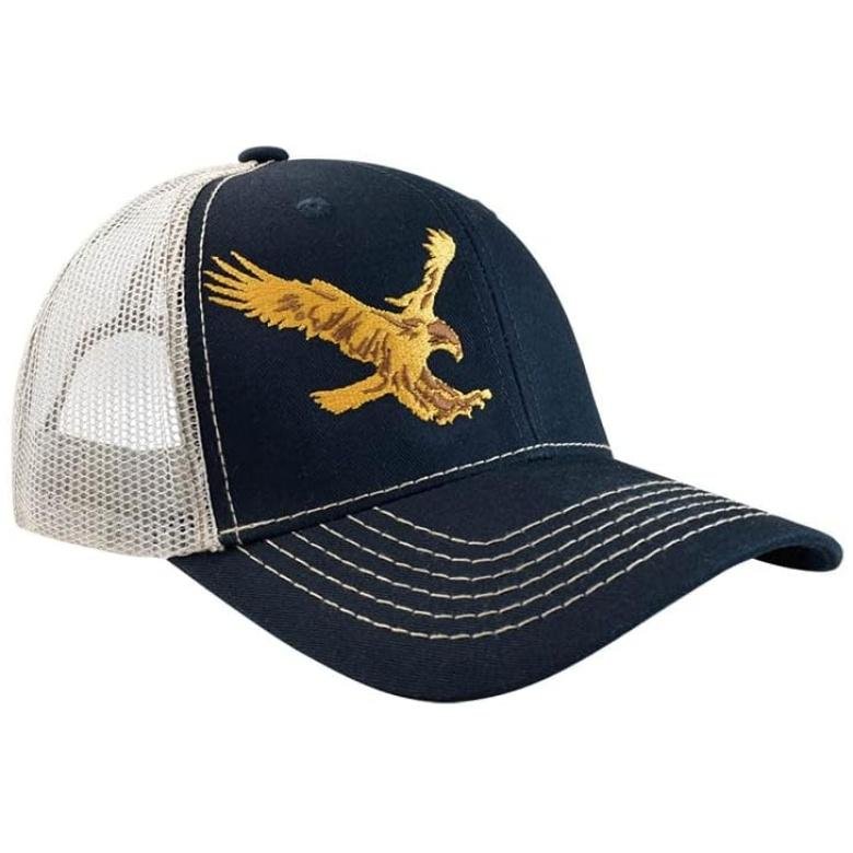 GORRA CON MALLA Y AJUSTADOR SNAPBACK DE PLÁSTICO,AGUILA, AZUL