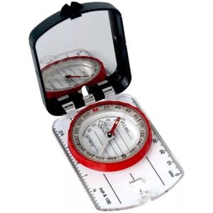 BRUJULA PLEGABLE CON ESPEJO, NEGRO/ROJO