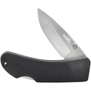 NAVAJA CON MANGO PVC NEGRO, HOJA LISA DE 6.3 CM LARGO