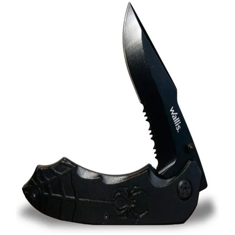 NAVAJA C/MANGO METAL NEGRO CON CLIP,HOJA LISA-SIERRA DE 8 CM - Imagen 2