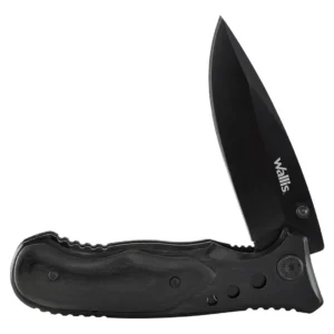 NAVAJA CON MANGO MADERA DE OLIVO, HOJA NEGRA LISA, 8.5 CM LA