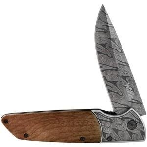 NAVAJA C/MANGO MADERA C/ACERO,HOJA LISA C/DISEÑO DAMASCO 8.0