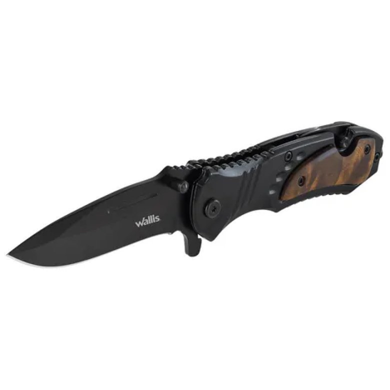 NAVAJA CON MANGO TIPO MADERA C/ACERO, HOJA NEGRA LISA, 8 CM, - Imagen 3