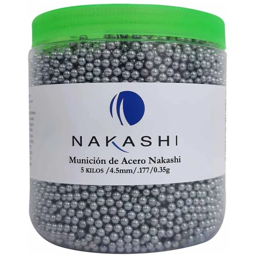 Munición Acero NAKASHI Cal. 4.5   5KG. Vitrolero