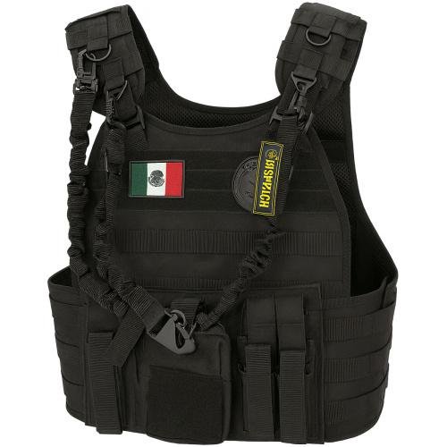 Chaleco Bungee Lastre Porta Placa Negro