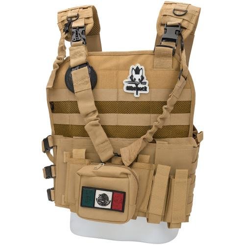 Chaleco Bungee Lastre Porta Placa Kaki