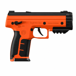 Pistola traumática Byrna SD color naranja con empuñadura ergonómica y diseño compacto.