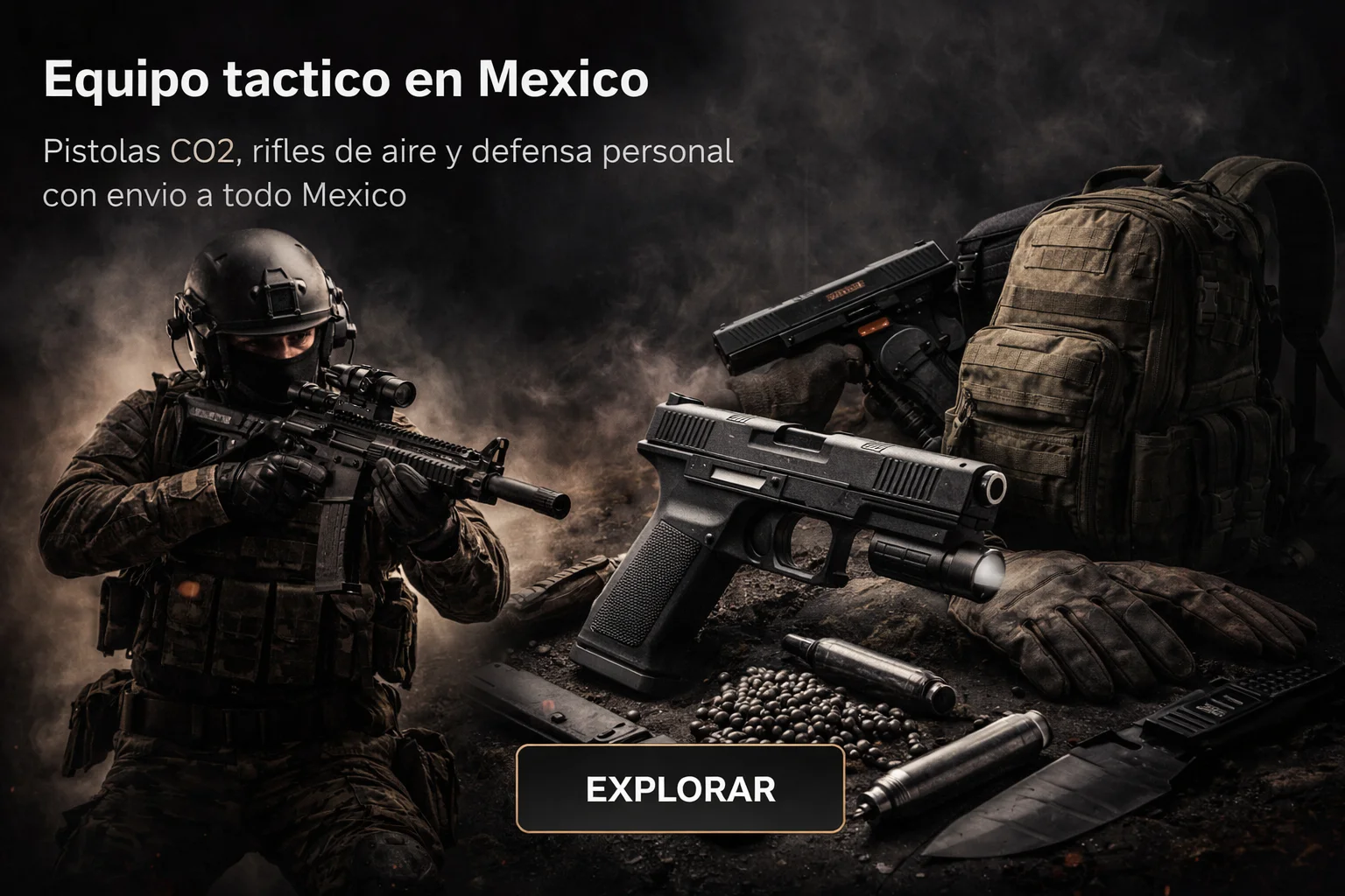 equipo tactico mexico pistolas co2 rifles aire gispack