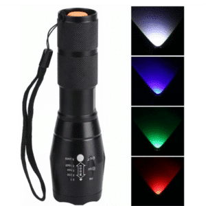 Linterna Recargable Con Luz Led Blanco Azul Verde Roj 4 En 1