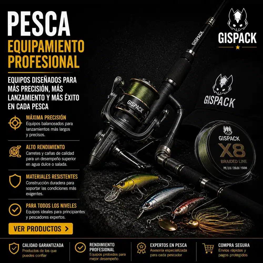 Equipo de pesca profesional en Mexico cañas carretes accesorios pesca GISPACK