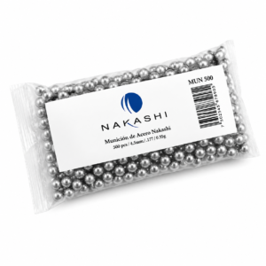 Cubeta de munición de acero Nakashi calibre 4.5 mm (.177) con capacidad de 5 kilogramos.