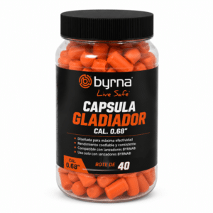 Frasco de cápsulas gladiador naranjas Byrna